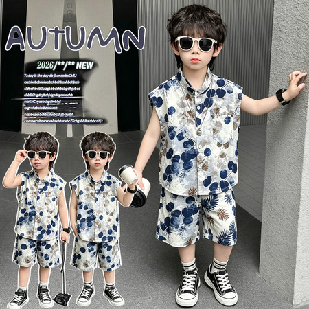 可可鹿&可可鹿&水墨森系蓝圈背心套mt