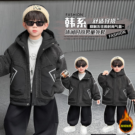 可可鹿&可可鹿&灰色毛毛衣外套