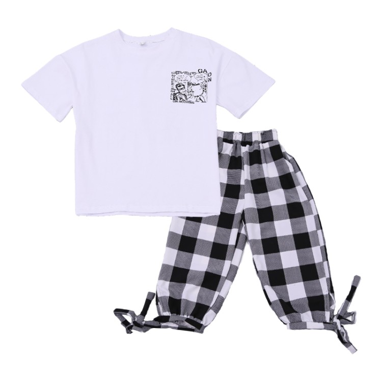 Cartoon checked trousers suit