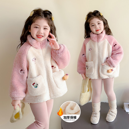 小小家&小小家&猫咪拼接绣花毛毛外套