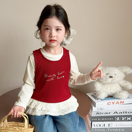 小小家&小小家&红背心打底衫两件套