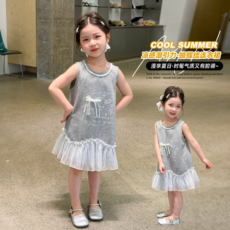 小小家&小小家&灰色蝴蝶结针织裙