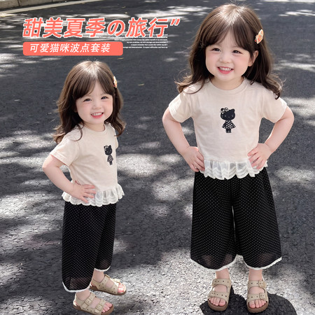 小小家&小小家&猫咪碎花裤套装