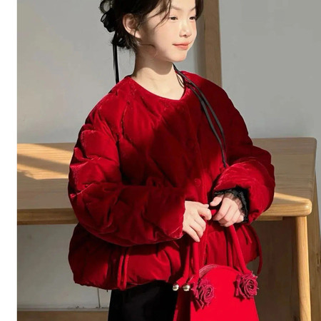 薄荷甜心&薄荷甜心&绗线红棉衣