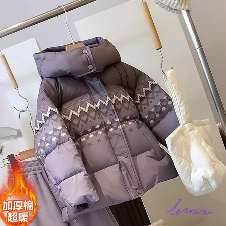 阿沐沐&阿沐沐&MF2575女童复古数码印花棉衣