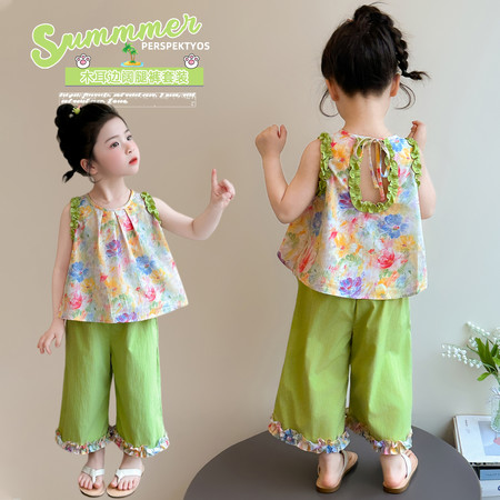 萱小糯&萱小糯&木耳边花上衣套装