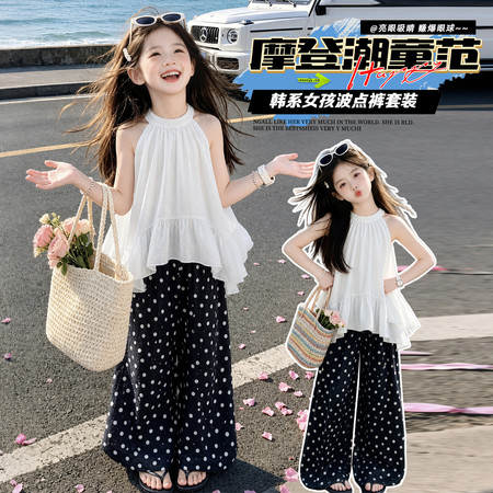 潮妞社&潮妞社&26025款波点裤荷叶边上衣两件套AL图