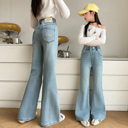 小羽家&小羽家&T25口袋太阳花喇叭裤