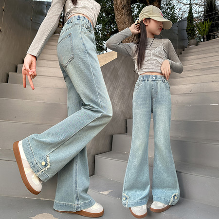 小羽家&小羽家&T23牛仔喇叭裤