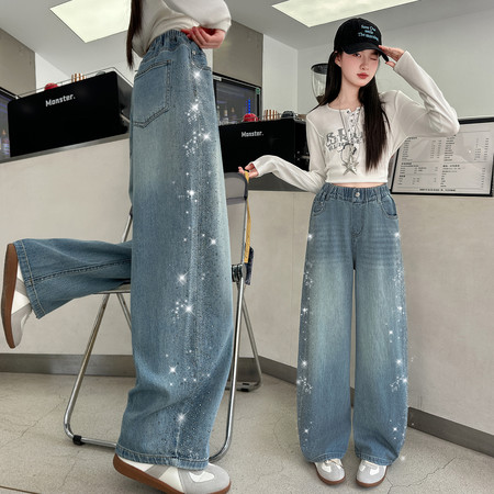 小羽家&小羽家&C09侧边满钻阔腿裤