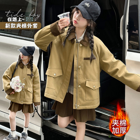 萱尚潮童&萱尚潮童&A247款露思工装加兔绒外套