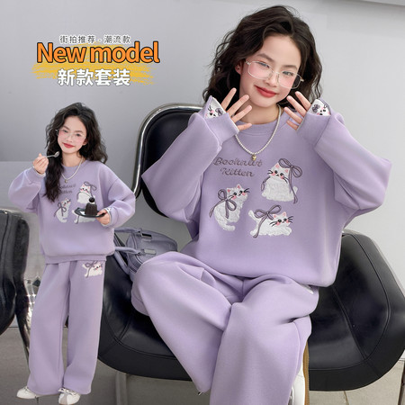 萱尚潮童&萱尚潮童&F009款立体绣花卫衣套装