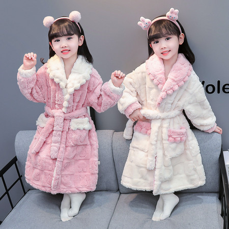 卓越童仓&卓越童仓&8033款方格兔翻领睡袍