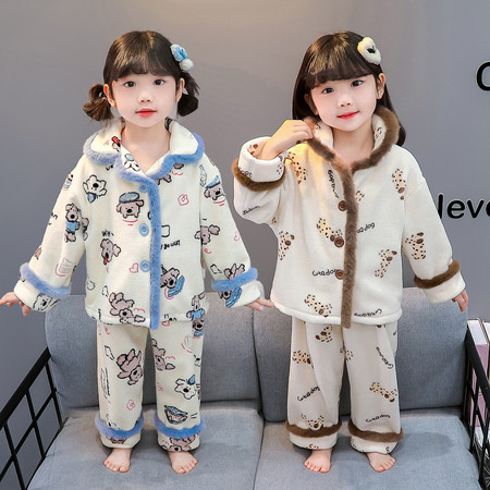 卓越童仓&卓越童仓&8075款雪绒粒翻领毛条套装女童图