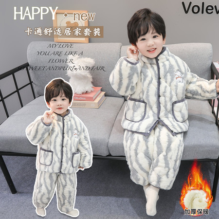 哆咪熊&哆咪熊&8060男童小熊绣花三层夹棉棉衣