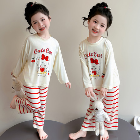 哆咪熊&哆咪熊&8608莫代尔长袖猫咪套装