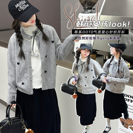 瑾一家&瑾一家&m13花边领灰色毛衣开衫