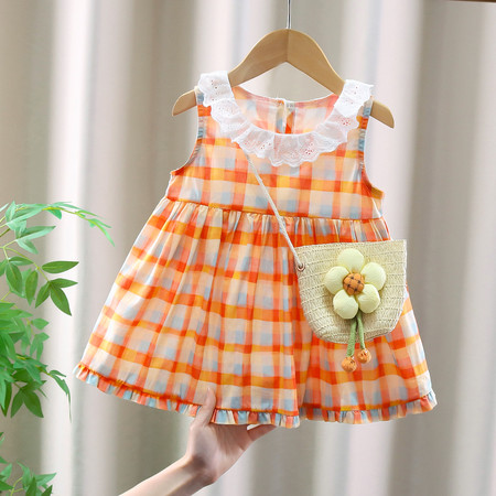 欣童&欣童&2610花边格子连衣裙