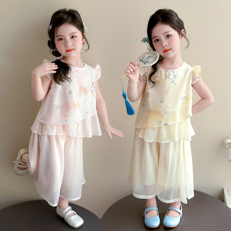 妞妞潮品&妞妞潮品&B-7蝴蝶印花小飞袖套装