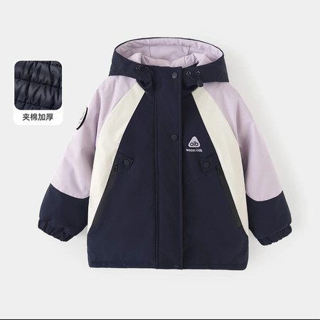 非凡衣族&非凡衣族&爆款女童紫色拼色加棉加厚冲锋衣