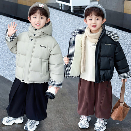 酷博尔童装&酷博尔童装&8833拼格子棉衣