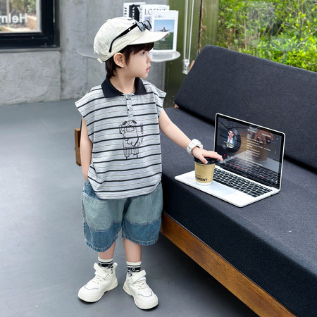 酷博尔童装&酷博尔童装&2604短裤无袖POLO衫套