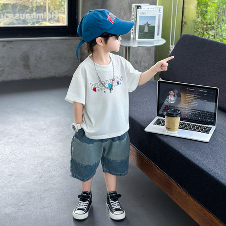 酷博尔童装&酷博尔童装&2608-牛仔裤短袖套