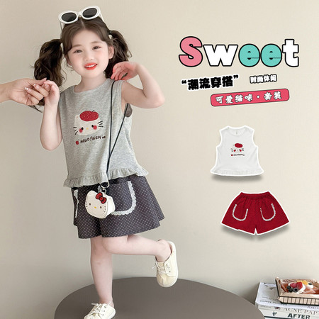 小曼家童品&小曼家童品&圆点花边口袋套装