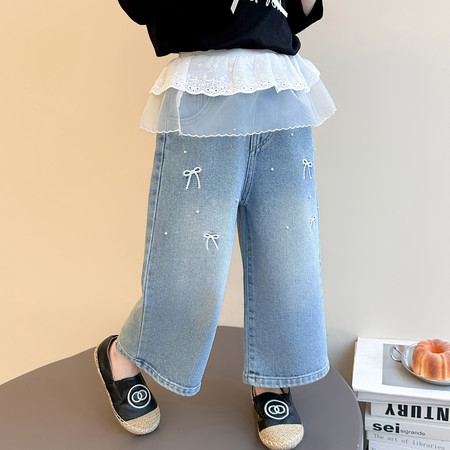 小曼家童品&小曼家童品&花边裙绣花牛仔裤