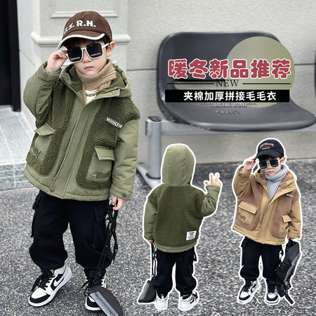 仟之依童装厂&仟之依童装厂&sy896夹棉工装毛毛衣模特图