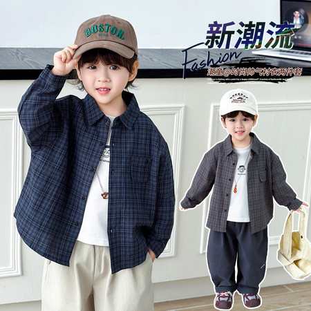 仟之依童装厂&仟之依童装厂&sy206小口袋格子衬衫