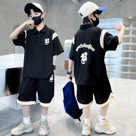 瑶妹儿童装&瑶妹儿童装&2313A男童夏装POLO衫套装