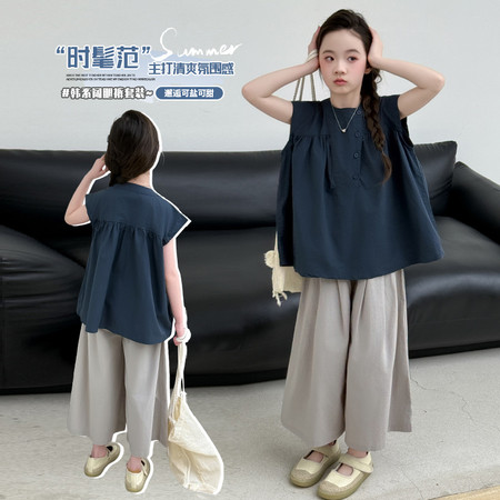 嘉贝琪&嘉贝琪&夏季四粒扣棉布娃娃衫套装