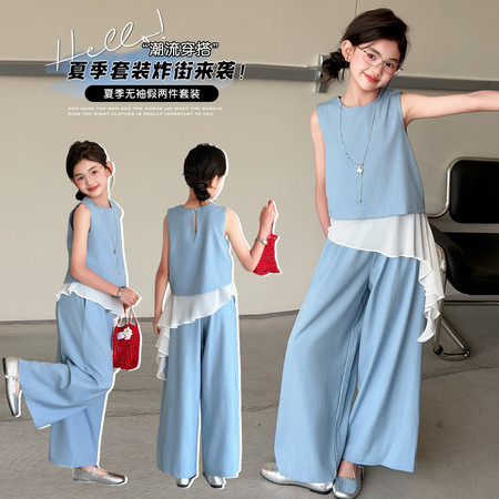 嘉贝琪&嘉贝琪&夏季左侧垂摆背心套装