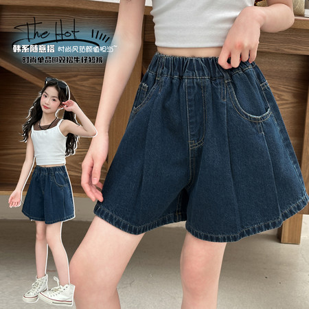 嘉贝琪&嘉贝琪&夏季前双褶牛仔短裤