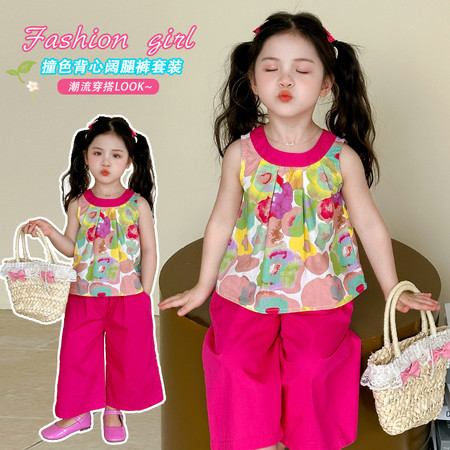小胖丫童装&小胖丫童装&撞色背心套装