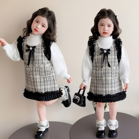婉晴贝贝&婉晴贝贝&格子小香风套装