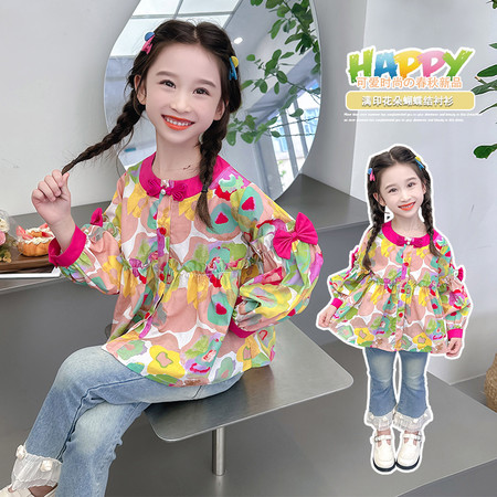 小甜心&小甜心&蝴蝶结花朵衬衫xtx