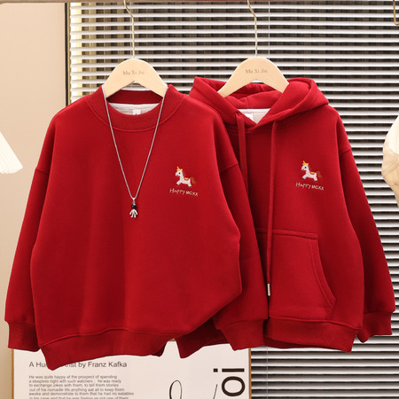 木橙西西童装&木橙西西童装&X281红色加绒卫衣改