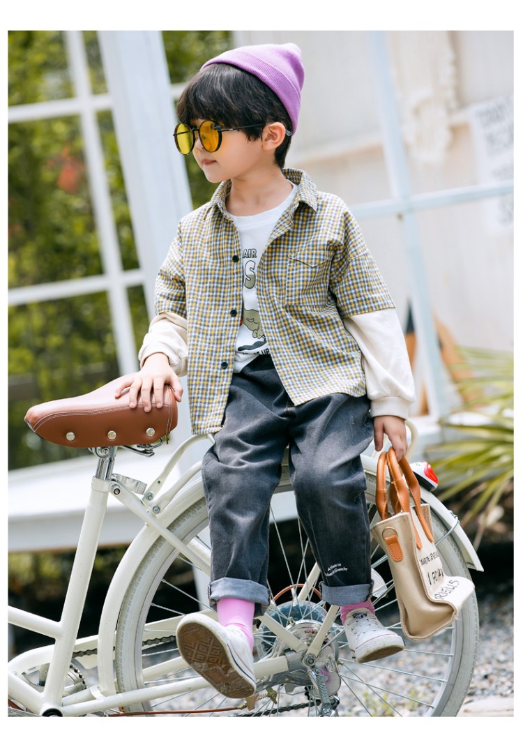 米吉米&89206a中童长袖衬衫潮童大气搭配