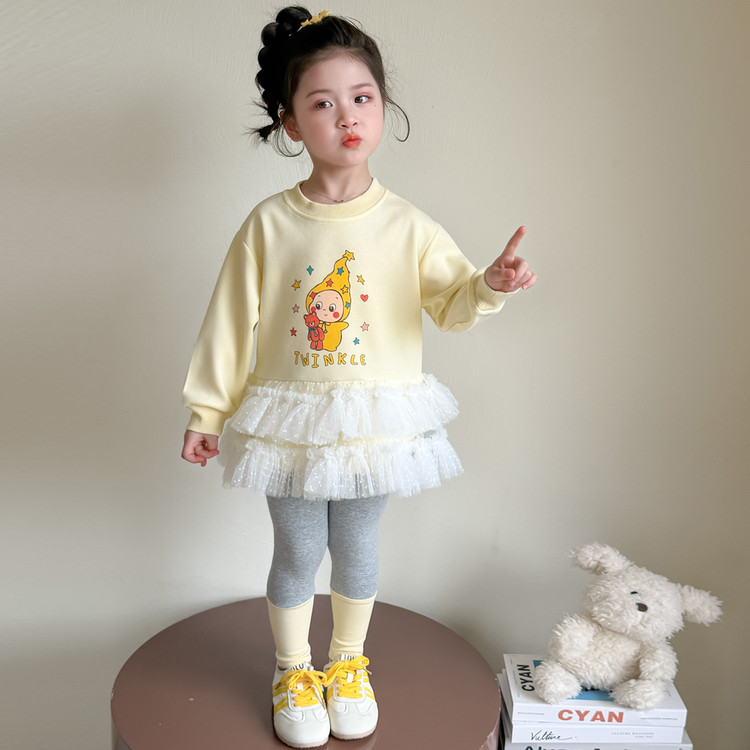 Girls' Bow Tulle Top and Leggings Set