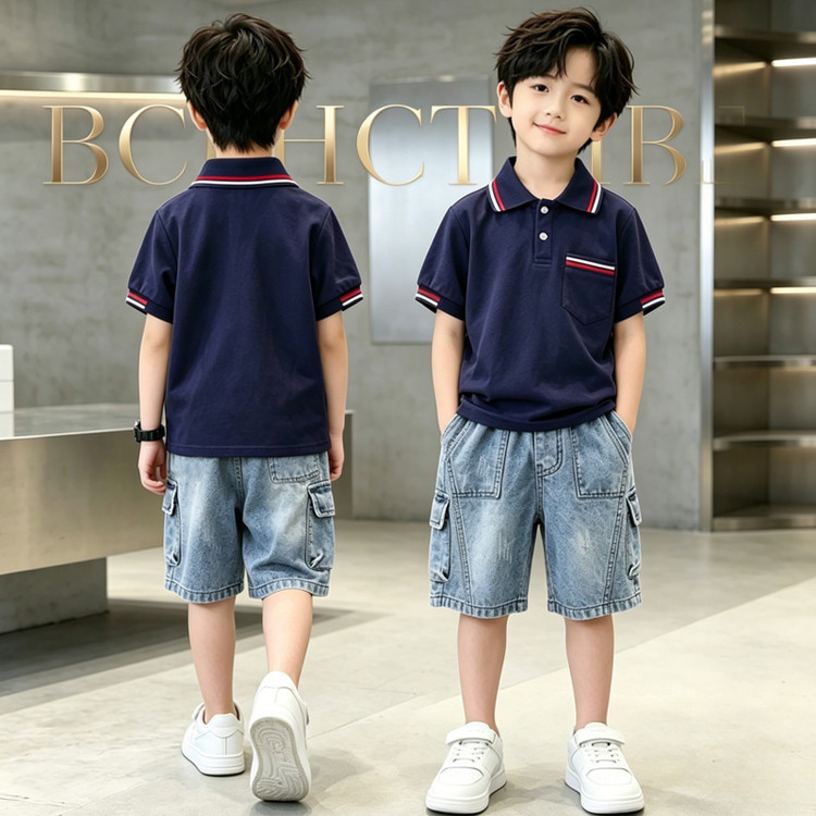 Chinese Kids Red White Stripe Sweatshirt Pants