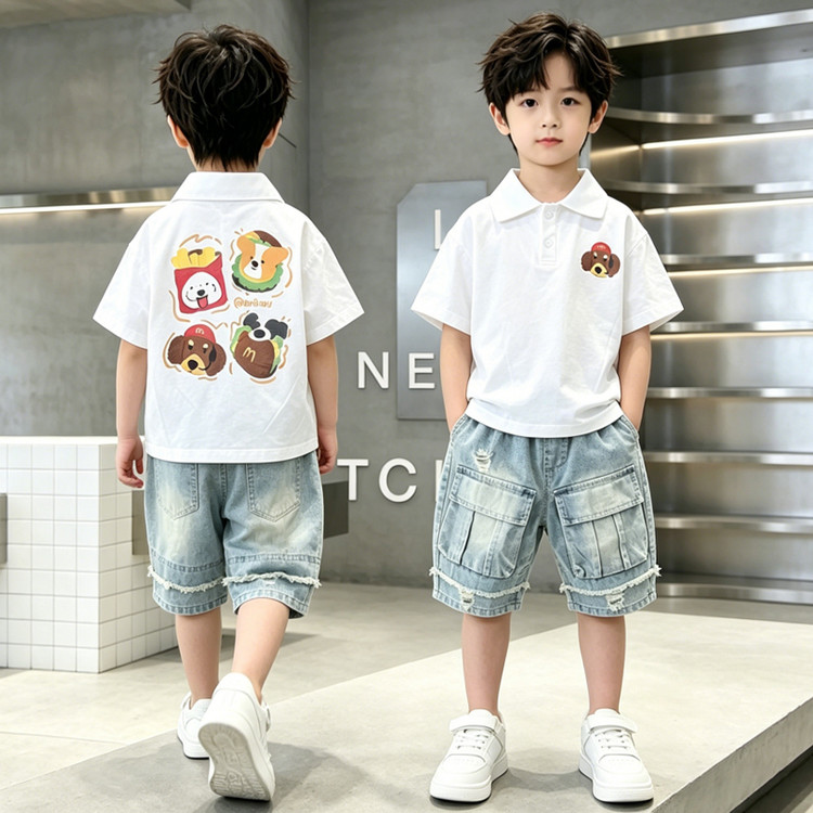Small Dog White Shorts + Polo shirt 2 Pieces Set  TZ2623