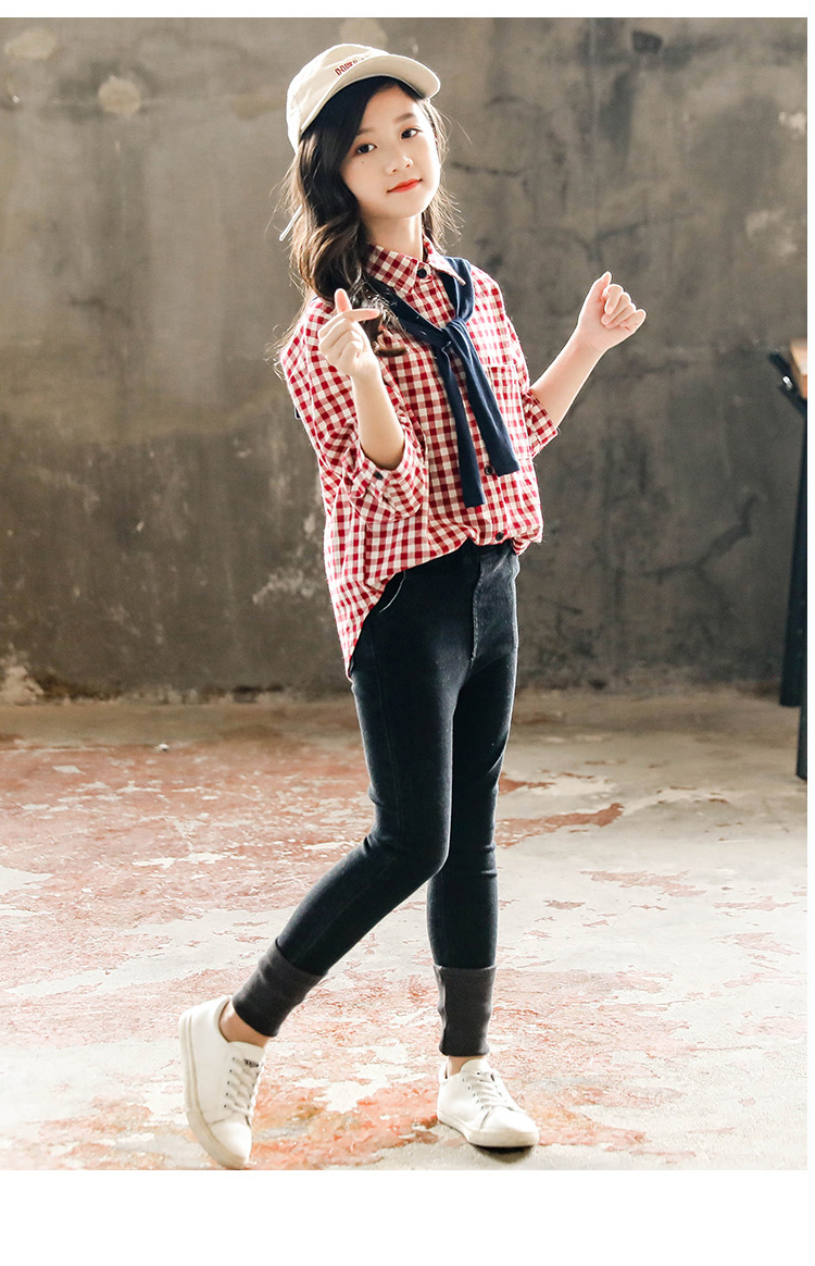 糖果公主&格子衬衫牛仔裤套装