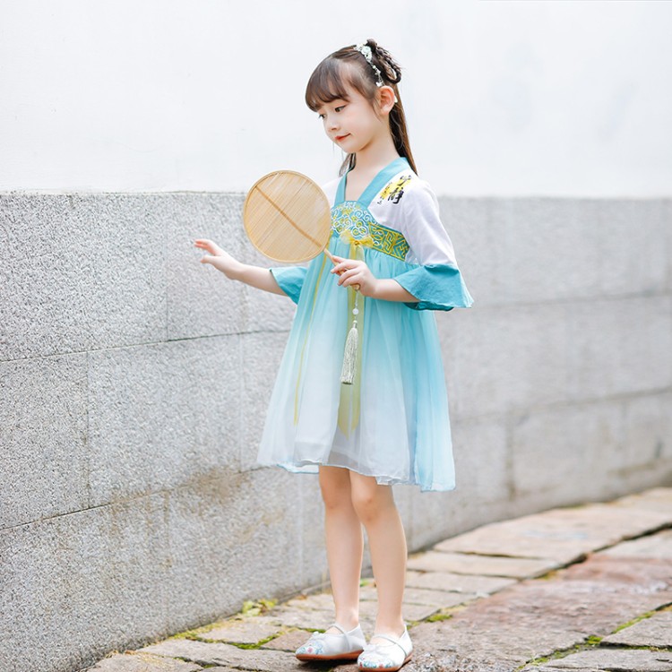 木偶巴士&女童汉服雪纺连衣裙洛丽塔公主裙纱裙古装