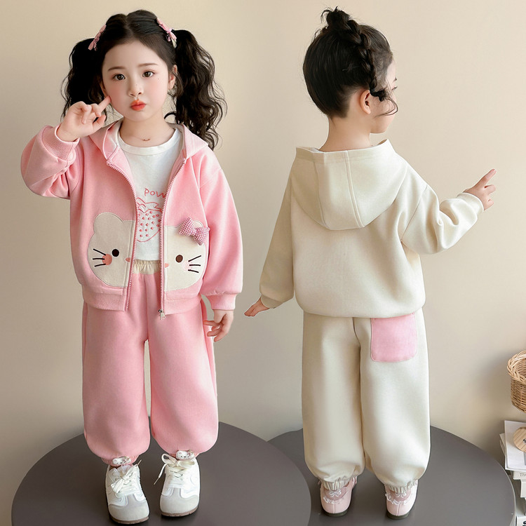 Girls' Glitter Cat Zip-Up Outfit Set