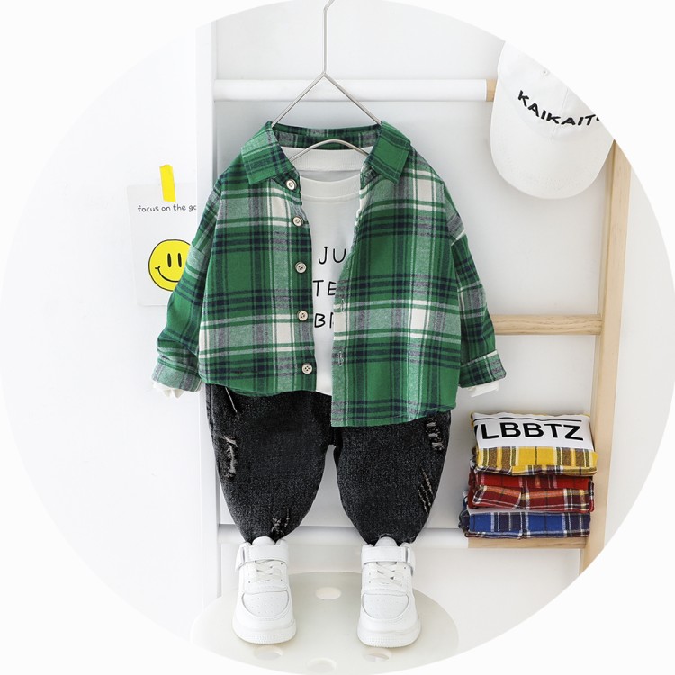 米果果供货超市&四色衬衫黑牛仔裤套装002-童装批发采购_生意网