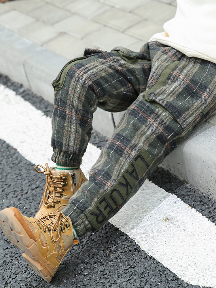 赫然精品童装&2019格子工装裤88-11