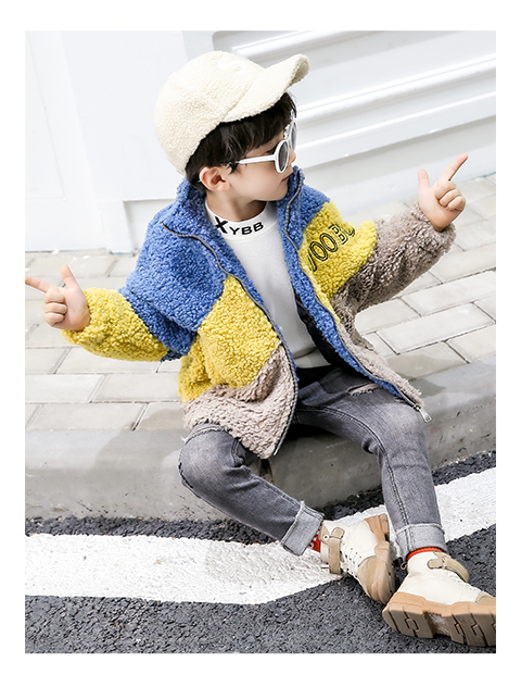 沐沐迪尼&男童拼色毛毛衣