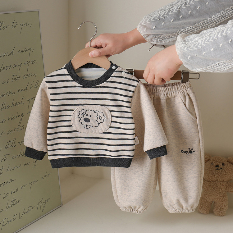 Baby Unisex Cotton Blend Long-Sleeve Two-Piece Set 26108